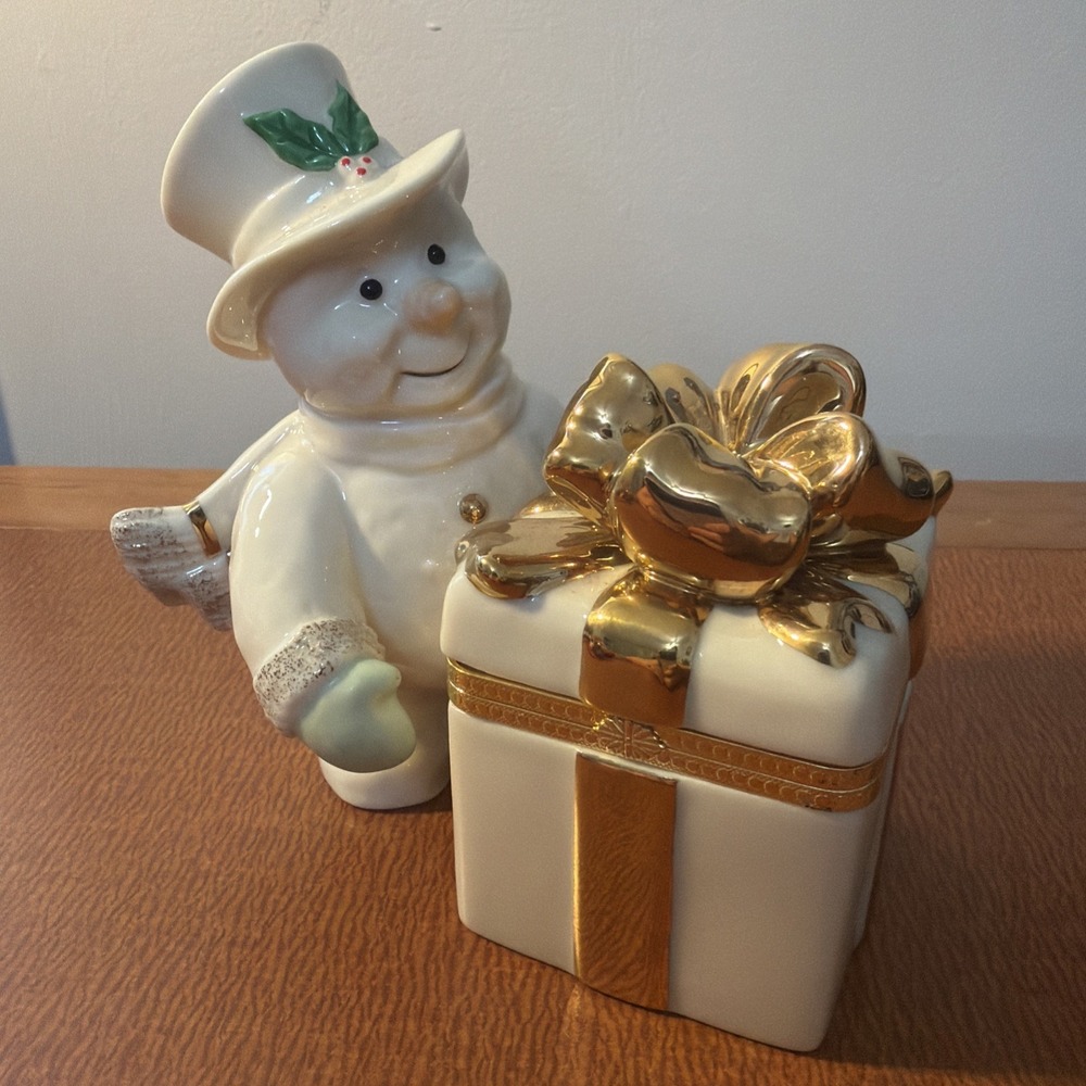 🤍 Lenox Christmas‎ Snowman Trinket Box Retired